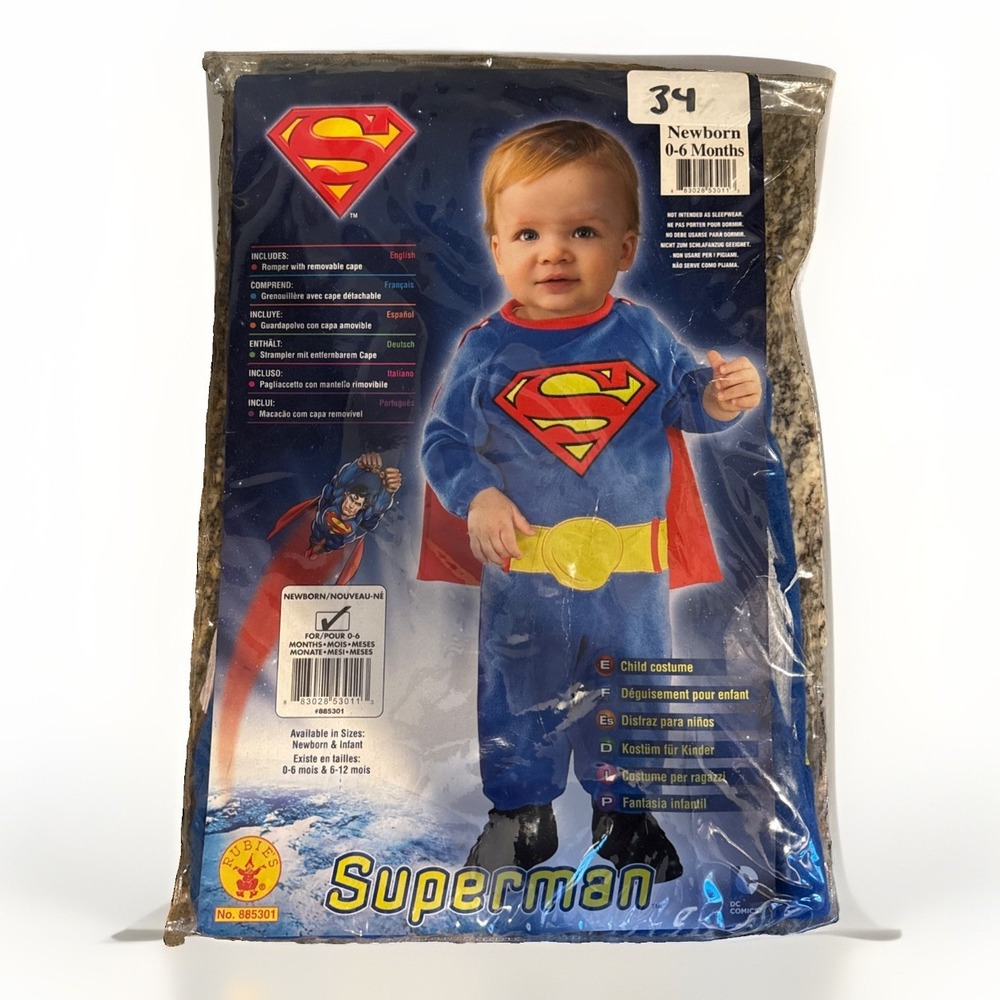 Superman DC Infant Halloween Costume Size 0-6 Months Rubies NEW